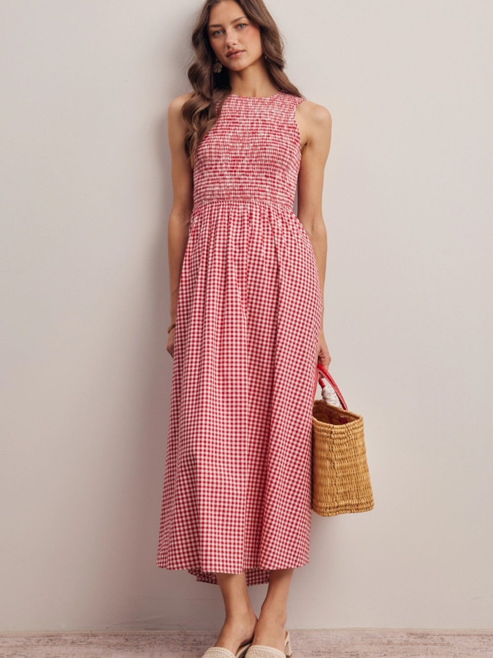 NWT Red and White Gingham Dress - Picture 4 of 8
